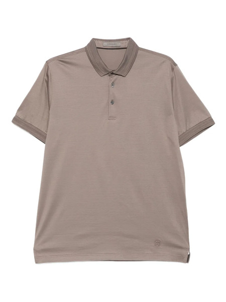  Corneliani Ribbed-collar Polo Shirt - Brown 
