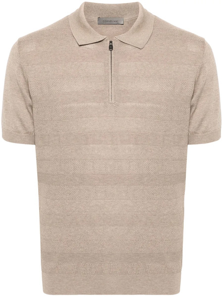  Corneliani Ribbed-knit Polo Shirt - Neutrals 