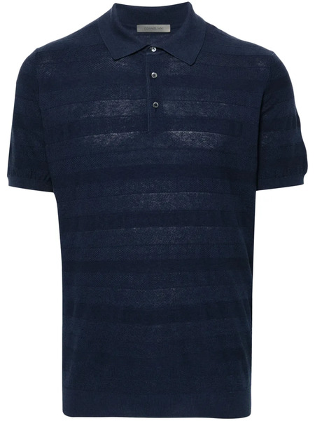  Corneliani Ribbed-knit Polo Top - Blue 