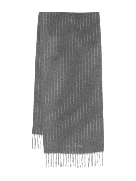  Corneliani Striped Fringed Scarf - Grey 