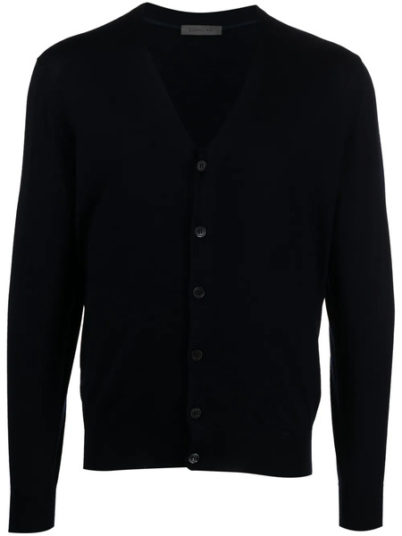  Corneliani V-neck Vigin Wool Cardigan - Blue 