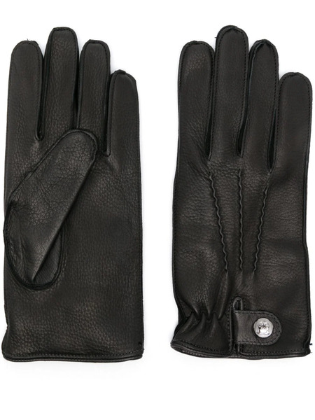  Corneliani Wrist-strap Leather Gloves - Black 