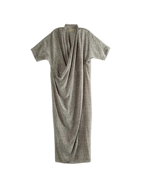  Cortana Draped V-neck Dress - Grey 