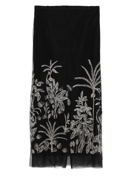  Costarellos Beaded Floral Midi Skirt - Black 