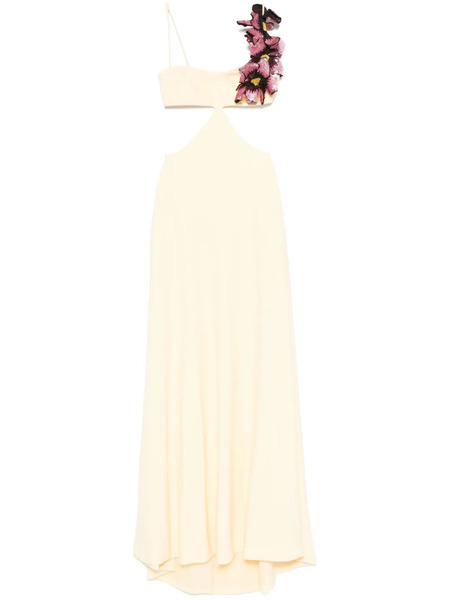  Costarellos Floral-appliqué Gown - Yellow 