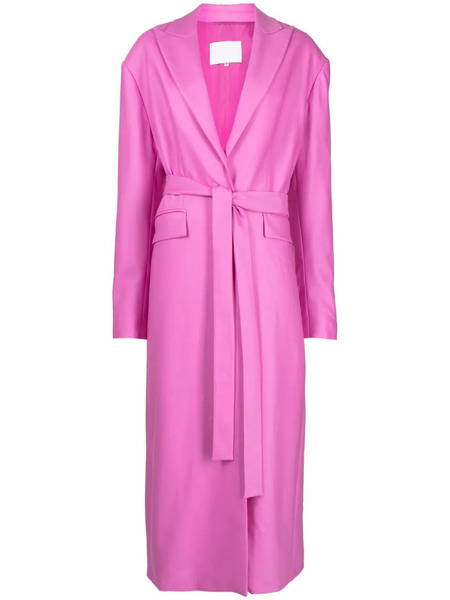  Costarellos Peak-lapels Tied Trench Coat - Pink 
