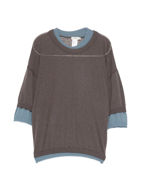  Cotemp Contrasting Collar Top - Brown 