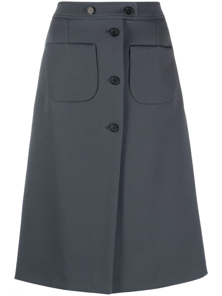  Courrèges A-line Cotton Midi Skirt - Grey 