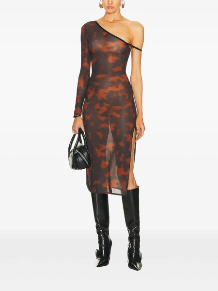  Courrèges Abstract-pattern Print Midi Dress - Brown 