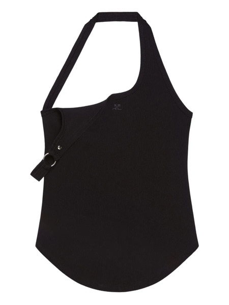  Courrèges Asymmetric Strap Tank Top - Black 