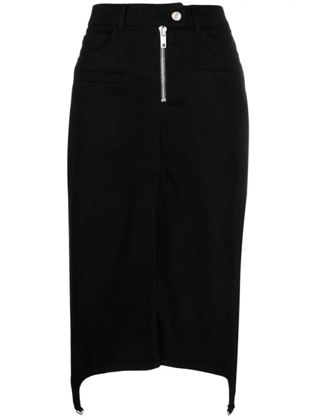  Courrèges Asymmetric Zipped Denim Skirt - Black 