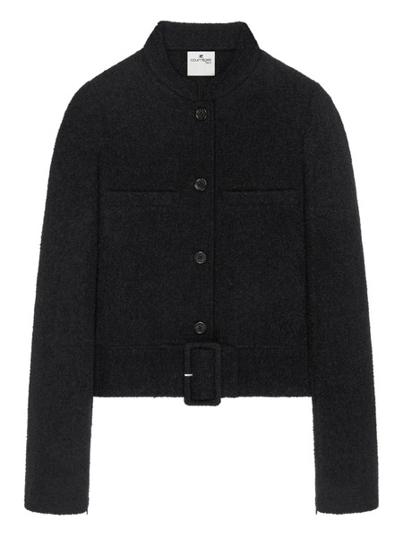  Courrèges Buckle-detail Tweed Jacket - Black 