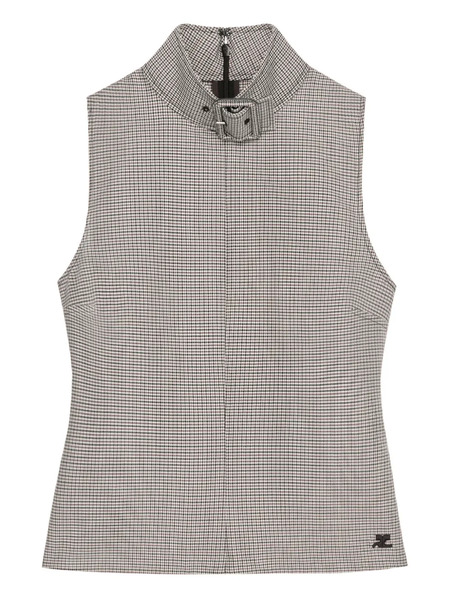  Courrèges Buckle Houndstooth-pattern Top - Neutrals 