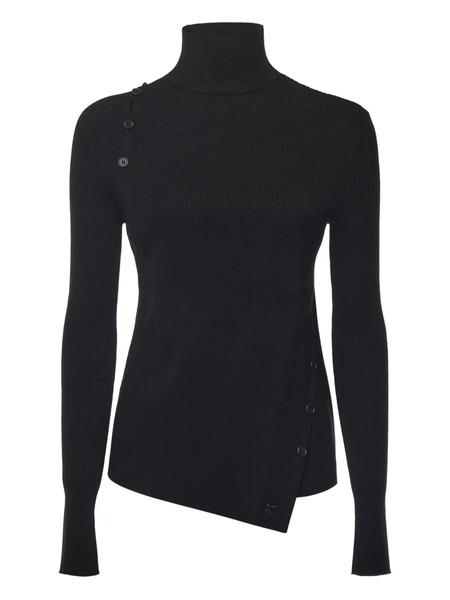  Courrèges Button-embellished Turtleneck Sweater - Black 