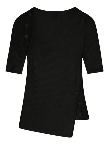  Courrèges Buttoned Ribbed Top - Black 