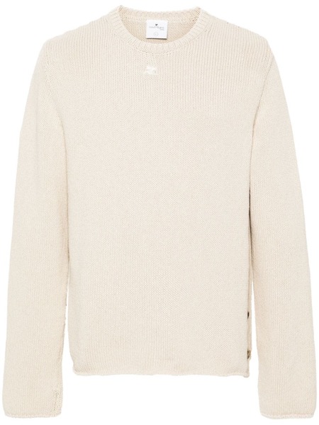  Courrèges Buttoned-slit Cotton-linen Jumper - Neutrals 