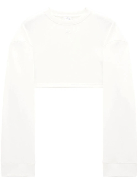  Courrèges Cocoon Cotton Cropped Sweatshirt - White 