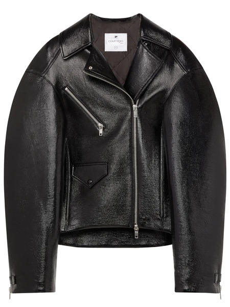  Courrèges Cocoon Vinyl Biker Jacket - Black 