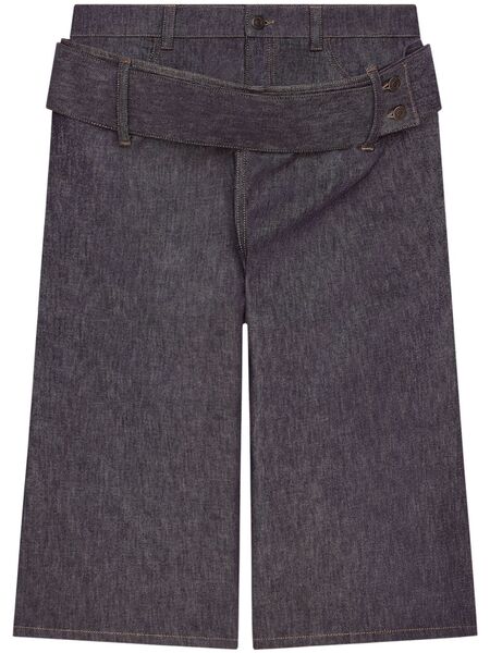  Courrèges Double-belted Denim Shorts - Grey 