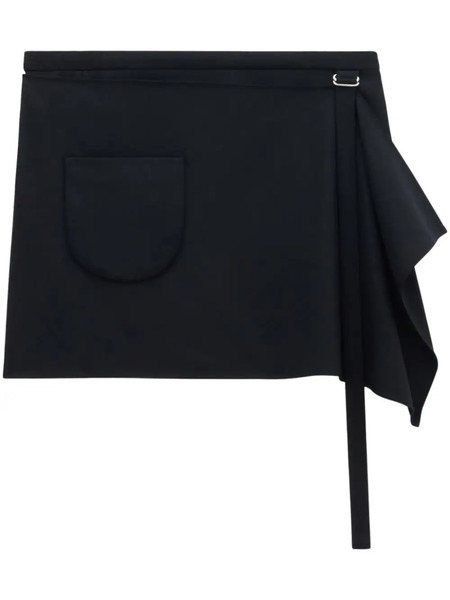  Courrèges Draped-detail Wool Miniskirt - Black 