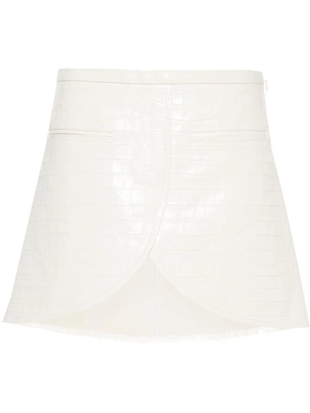  Courrèges Ellipse Crocodile-effect Leather Mini Skirt - White 