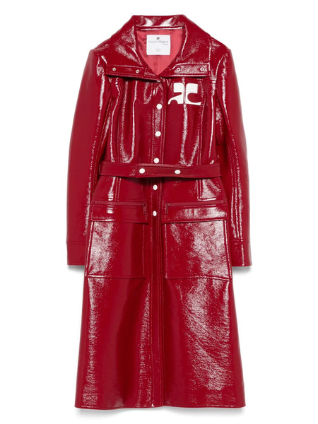  Courrèges Faux-leather Logo Trench Coat - Red 