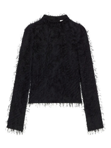  Courrèges Feather-embellished Long-sleeve Top - Black 