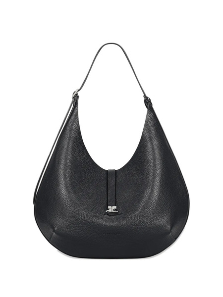  Courrèges Hobo Grained Leather Tote Bag - Black 