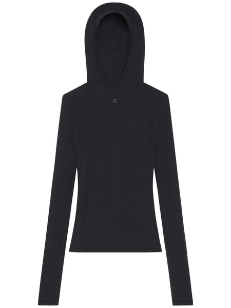  Courrèges Hooded Knitted Top - Black 