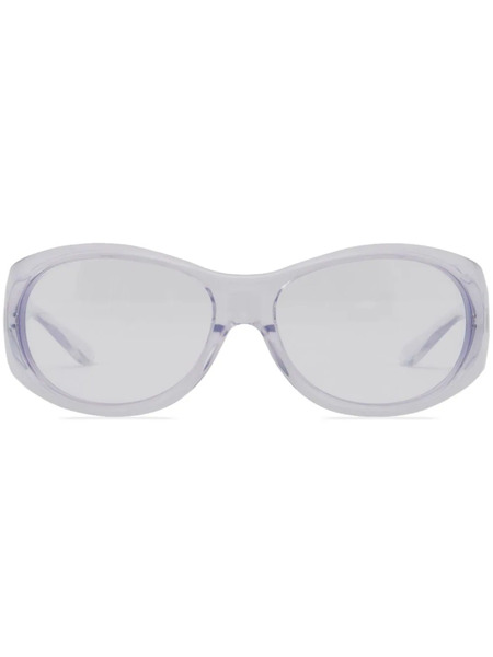  Courrèges Hybrid 01 Oval-frame Sunglasses - Neutrals 