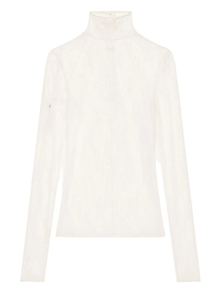  Courrèges Lace Turtleneck Top - White 