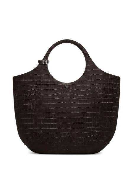  Courrèges Large Holy Crocodile-effect Tote Bag - Brown 