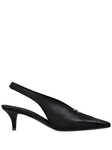  Courrèges Leather Slingbacks With Logo Plaque - Black 