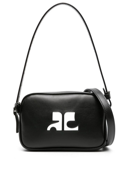  Courrèges Logo-appliqué Leather Shoulder Bag - Black 