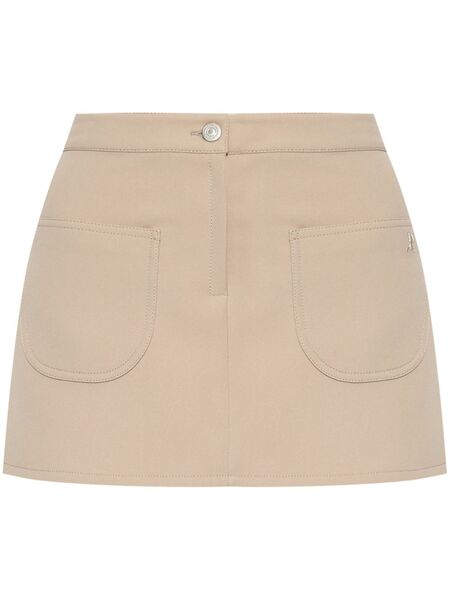  Courrèges Logo-appliqué Twill Mini Skirt - Neutrals 