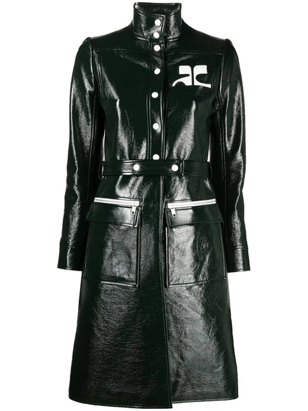  Courrèges Logo-appliqué Vinyl Trench Coat - Green 