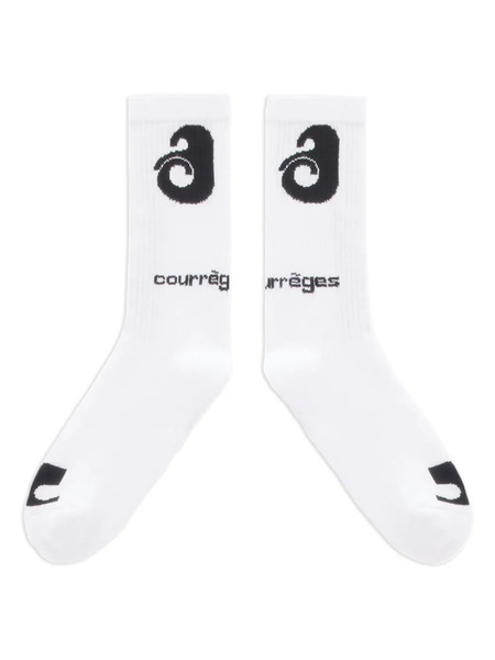  Courrèges Logo-detail Ribbed Socks - White 