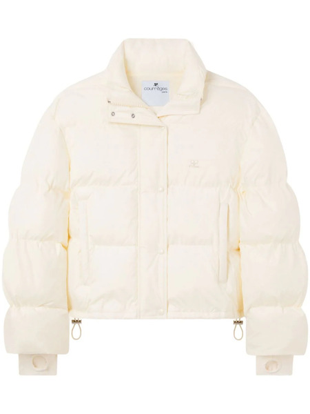  Courrèges Logo-embroidered Cropped Puffer Jacket - White 