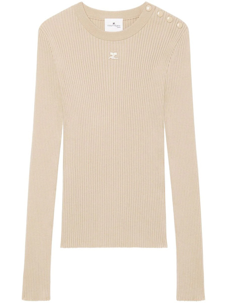  Courrèges Logo-embroidered Ribbed Jumper - Neutrals 