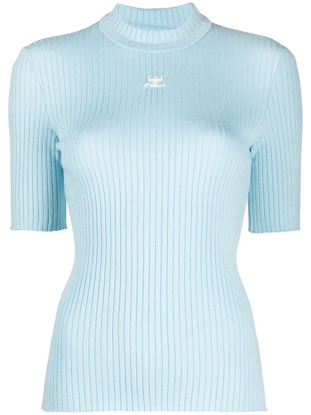  Courrèges Logo-embroidered Ribbed Sweater - Blue 