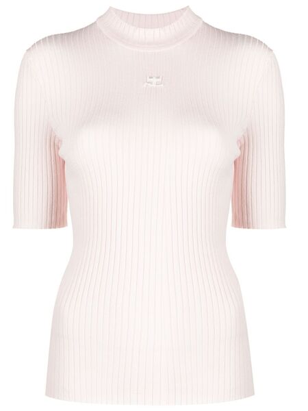  Courrèges Logo-embroidered Ribbed Sweater - Pink 