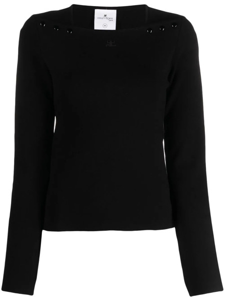  Courrèges Logo-embroidered Square-neck Sweatshirt - Black 