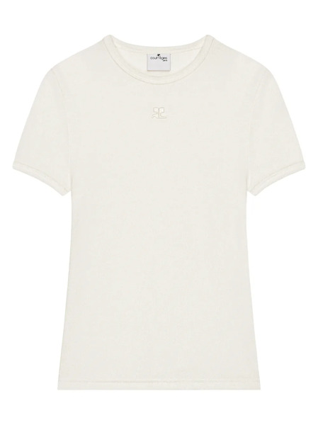  Courrèges Logo-embroidered T-shirt - Neutrals 