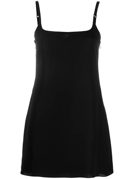  Courrèges Logo-patch Mini Slip Dress - Black 