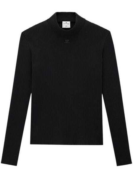  Courrèges Logo-patch Rib-knit Jumper - Black 