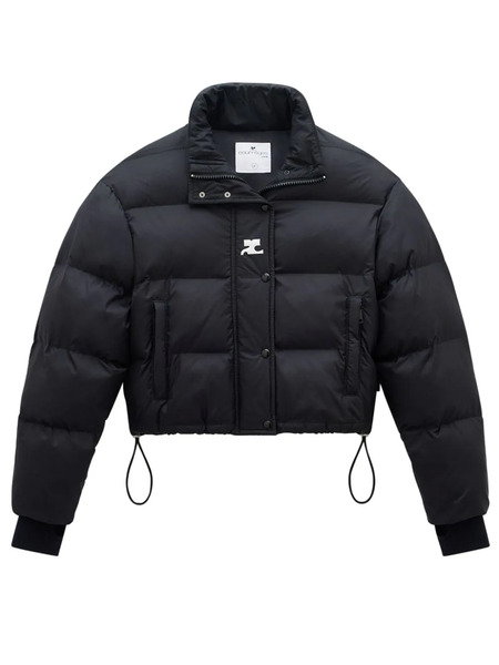 Courrèges Logo-print High-neck Puffer Jacket - Black 
