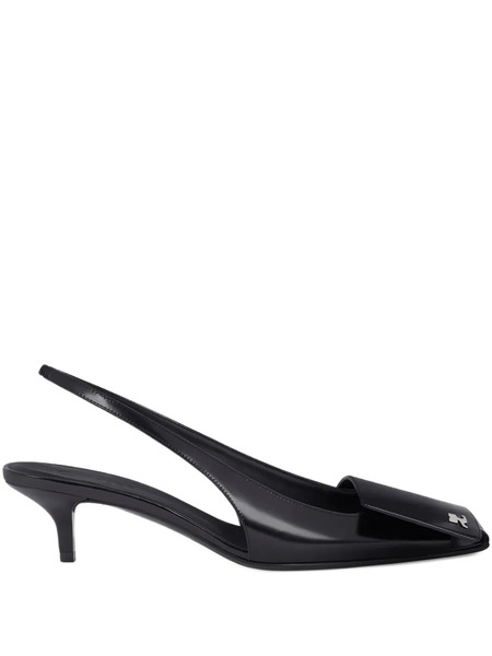  Courrèges 45mm Fold Leather Slingback Pumps - Black 