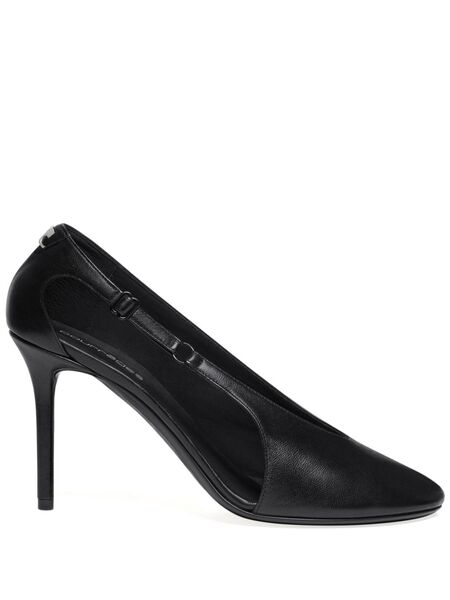  Courrèges 100mm Oblique Leather Pumps - Black 