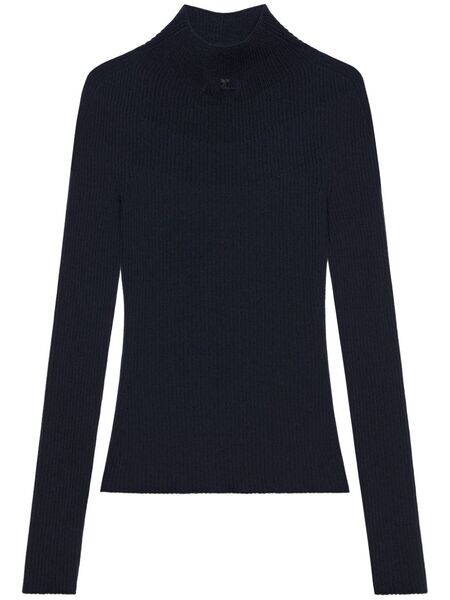  Courrèges Mock-neck Ribbed Jumper - Blue 