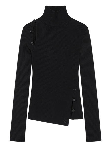  Courrèges Oblique Buttoned Sweater - Black 